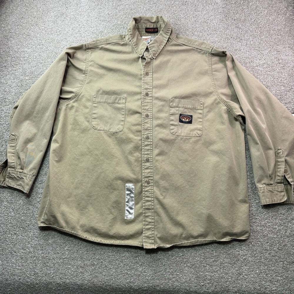 Rasco Shirt Mens 3XL Beige Tan‎ Button Long Sleeve Fire Resistant FR Workwear